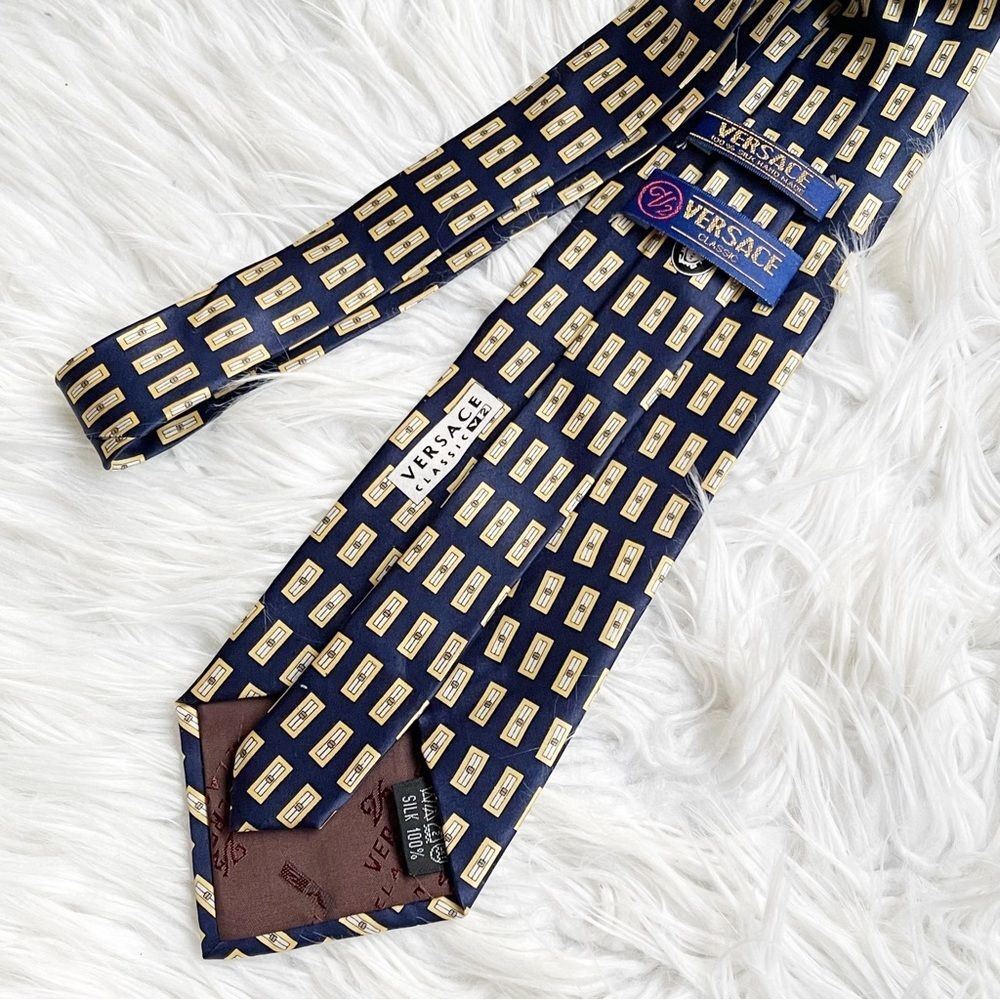 VERSACE men’s silk Geomatric Blue